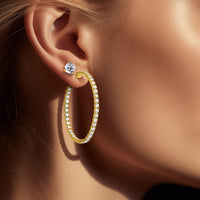 TO 14k 7 1/4ct Lab Grown DIA. VS+ F+ Comp. In&Out Hoops