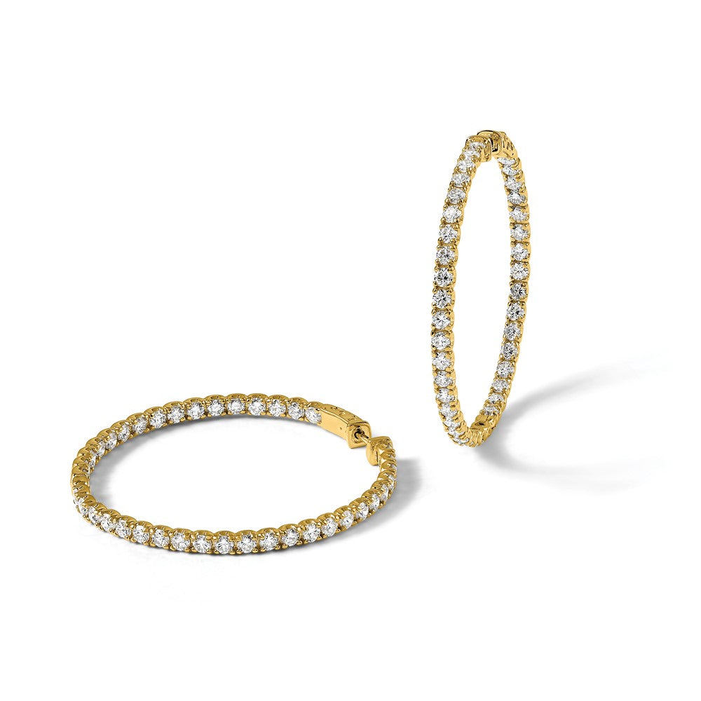 14k 7 1/4 ct Lab Grown Dia VS/SI+ G+ Round In/Out Safety Clasp Hoop Earring