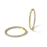 14k 7 1/4 ct Lab Grown Dia VS/SI+ G+ Round In/Out Safety Clasp Hoop Earring