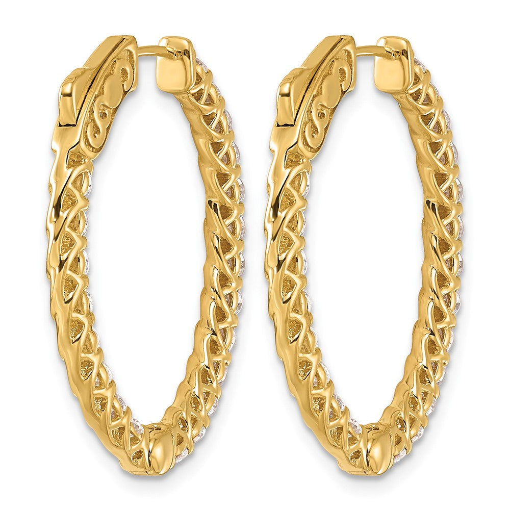 14k 2 1/2ct Lab Grown Dia VS/SI+ G+ Oval In/Out Safety Clasp Hoop Earrings