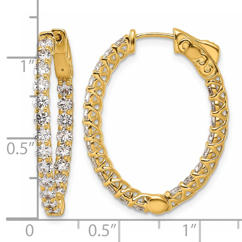 14k 2 1/2ct Lab Grown Dia VS/SI+ G+ Oval In/Out Safety Clasp Hoop Earrings