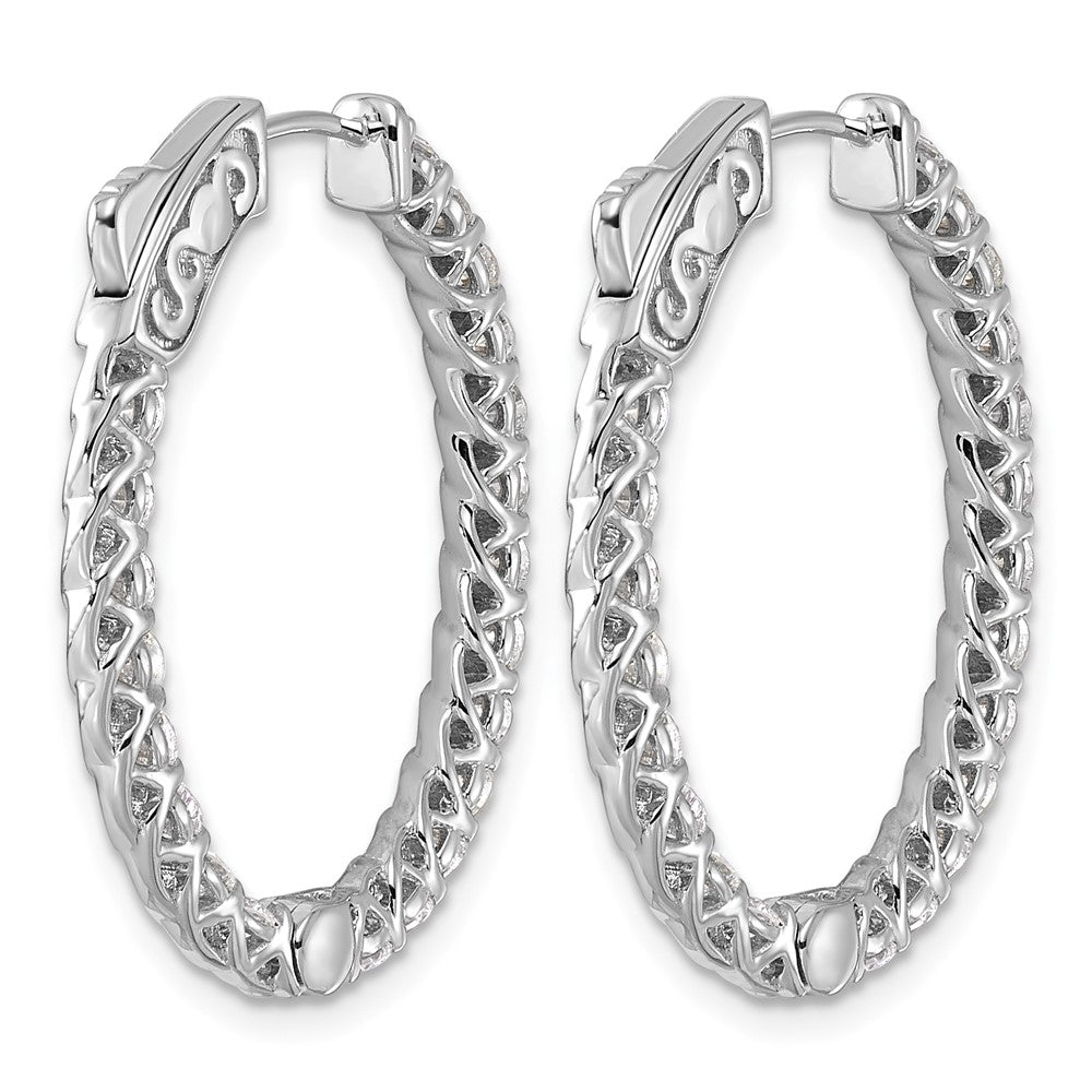 14kw 2 1/2 ct Lab Grown Dia VS/SI+ G+ Oval In/Out Safety Clsp Hoop Earrings
