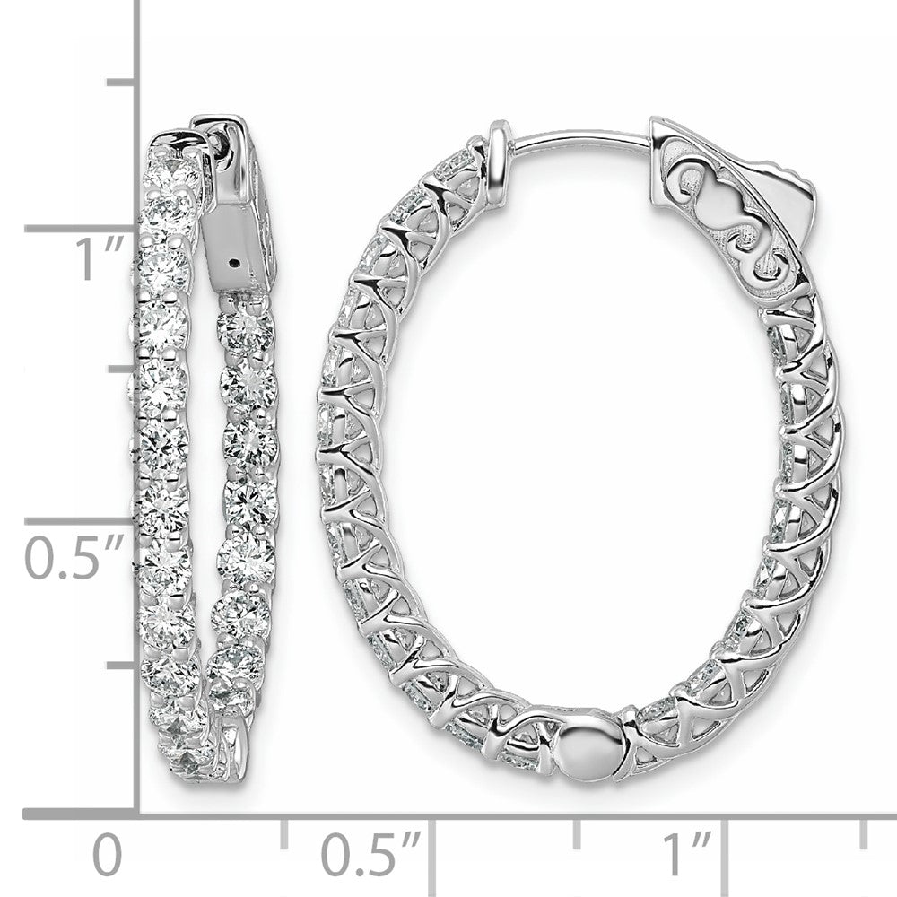 14kw 2 1/2 ct Lab Grown Dia VS/SI+ G+ Oval In/Out Safety Clsp Hoop Earrings