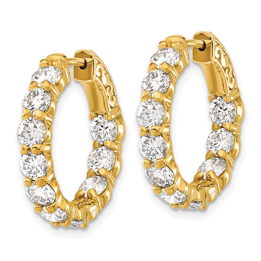 14k 4 1/3 ct Lab Grown Dia VS/SI+ G+ Comp. Safety Clasp Hoop Earrings