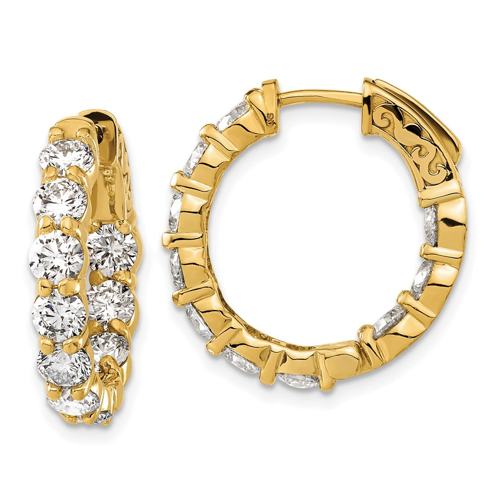 14k 4 1/3 ct Lab Grown Dia VS/SI+ G+ Comp. Safety Clasp Hoop Earrings