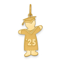 Sterling Silver Gold-plated Class of 2025 Boy Cuddle Charm