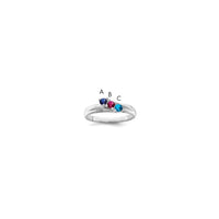 Sterling Silver Rhodium-plated Synthetic 3 Stone Mother's Ring