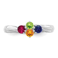 Sterling Silver Rhodium-plated Synthetic 4 Stone Mother's Ring