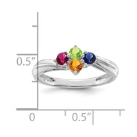 Sterling Silver Rhodium-plated Synthetic 4 Stone Mother's Ring