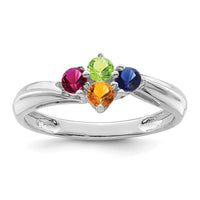 Sterling Silver Rhodium-plated Synthetic 4 Stone Mother's Ring