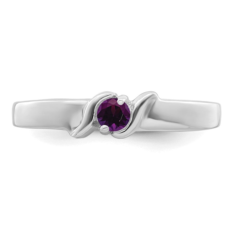 Sterling Silver Rhodium-plated Synthetic 1 Stone Mother's Ring