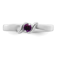 Sterling Silver Rhodium-plated Synthetic 1 Stone Mother's Ring