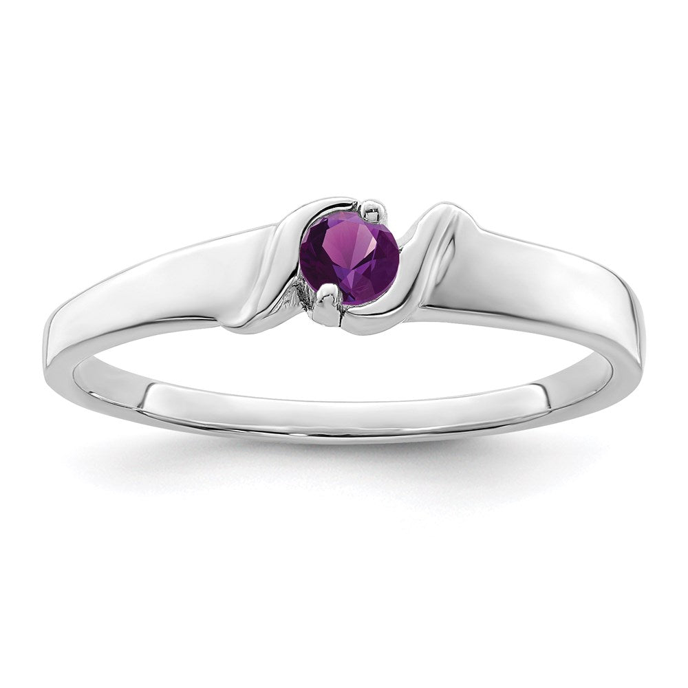 Sterling Silver Rhodium-plated Synthetic 1 Stone Mother's Ring
