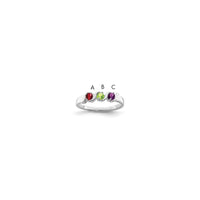 Sterling Silver Rhodium-plated Synthetic 3 Stone Mother's Ring