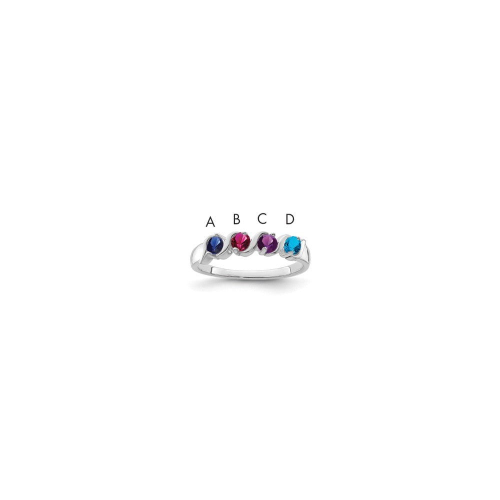 Sterling Silver Rhodium-plated Synthetic 4 Stone Mother's Ring