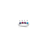 Sterling Silver Rhodium-plated Synthetic 4 Stone Mother's Ring