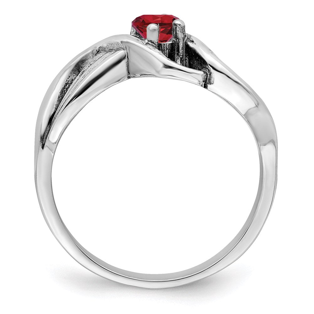 Sterling Silver Rhodium-plated Synthetic 1 Stone Mother's Ring