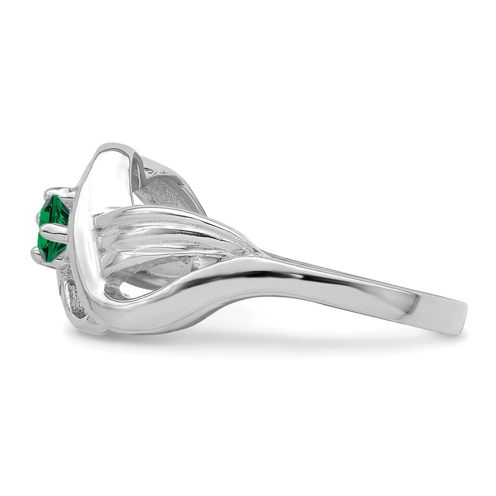Sterling Silver Rhodium-plated Synthetic 1 Stone Mother's Ring