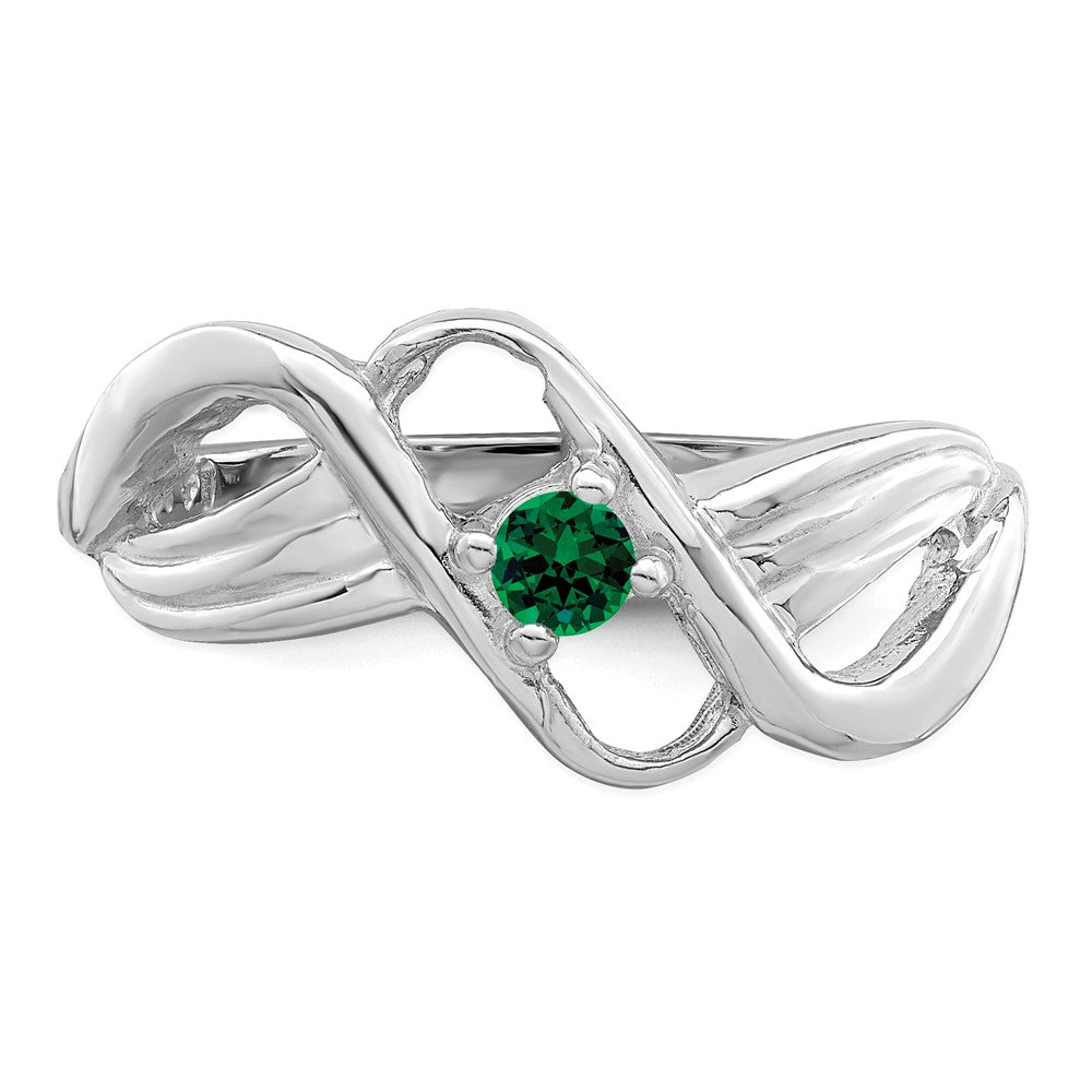 Sterling Silver Rhodium-plated Synthetic 1 Stone Mother's Ring
