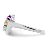 Sterling Silver Rhodium-plated Synthetic 4 Stone Mother's Ring