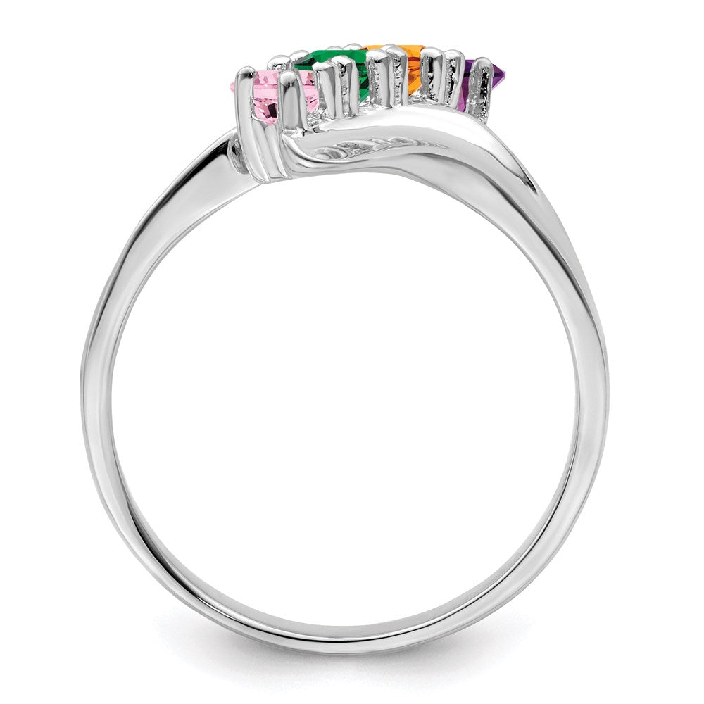 Sterling Silver Rhodium-plated Synthetic 4 Stone Mother's Ring