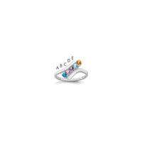 Sterling Silver Rhodium-plated Synthetic 5 Stone Mother's Ring