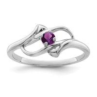 Sterling Silver Rhodium-plated Genuine Stone Family Jewelry Ring