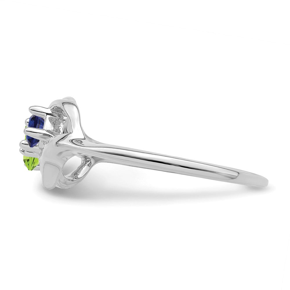 Sterling Silver Rhodium-plated Synthetic 2 Stone Mother's Ring