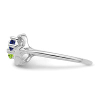 Sterling Silver Rhodium-plated Synthetic 2 Stone Mother's Ring