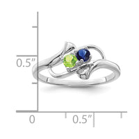 Sterling Silver Rhodium-plated Synthetic 2 Stone Mother's Ring