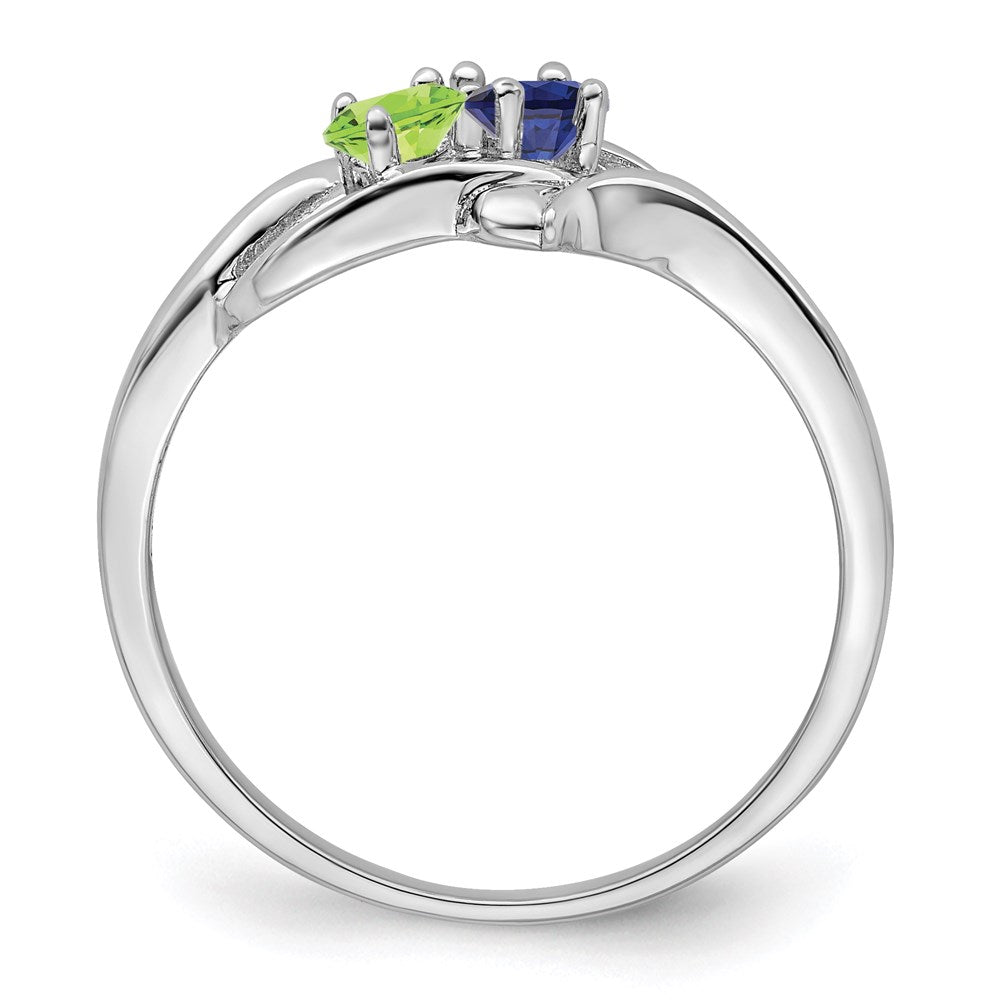 Sterling Silver Rhodium-plated Synthetic 2 Stone Mother's Ring