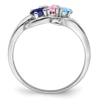 Sterling Silver Rhodium-plated Synthetic 3 Stone Mother's Ring