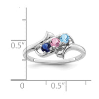 Sterling Silver Rhodium-plated Genuine 3 Stone Mother's Ring