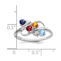 Sterling Silver Rhodium-plated Synthetic 4 Stone Mother's Ring