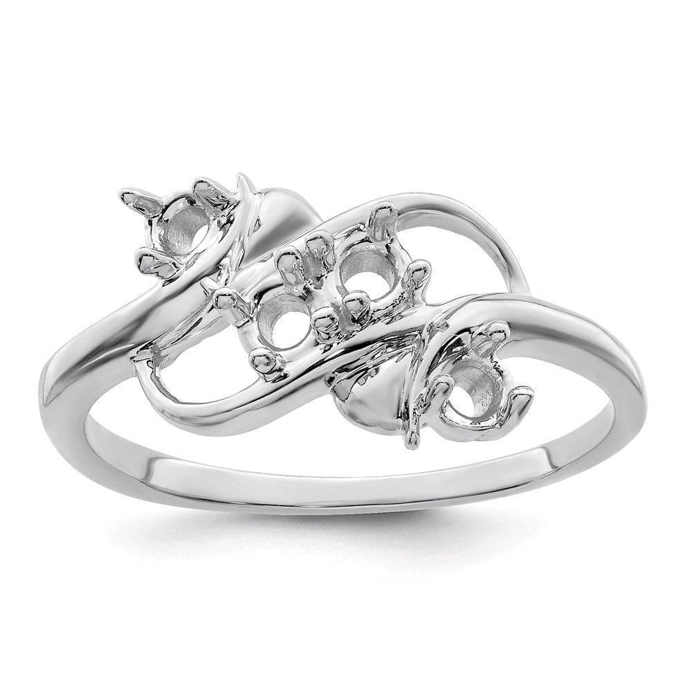 Sterling Silver Rhodium-plated Synthetic 4 Stone Mother's Ring