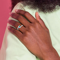 Sterling Silver Rhodium-plated Synthetic 2 Stone Mother's Ring