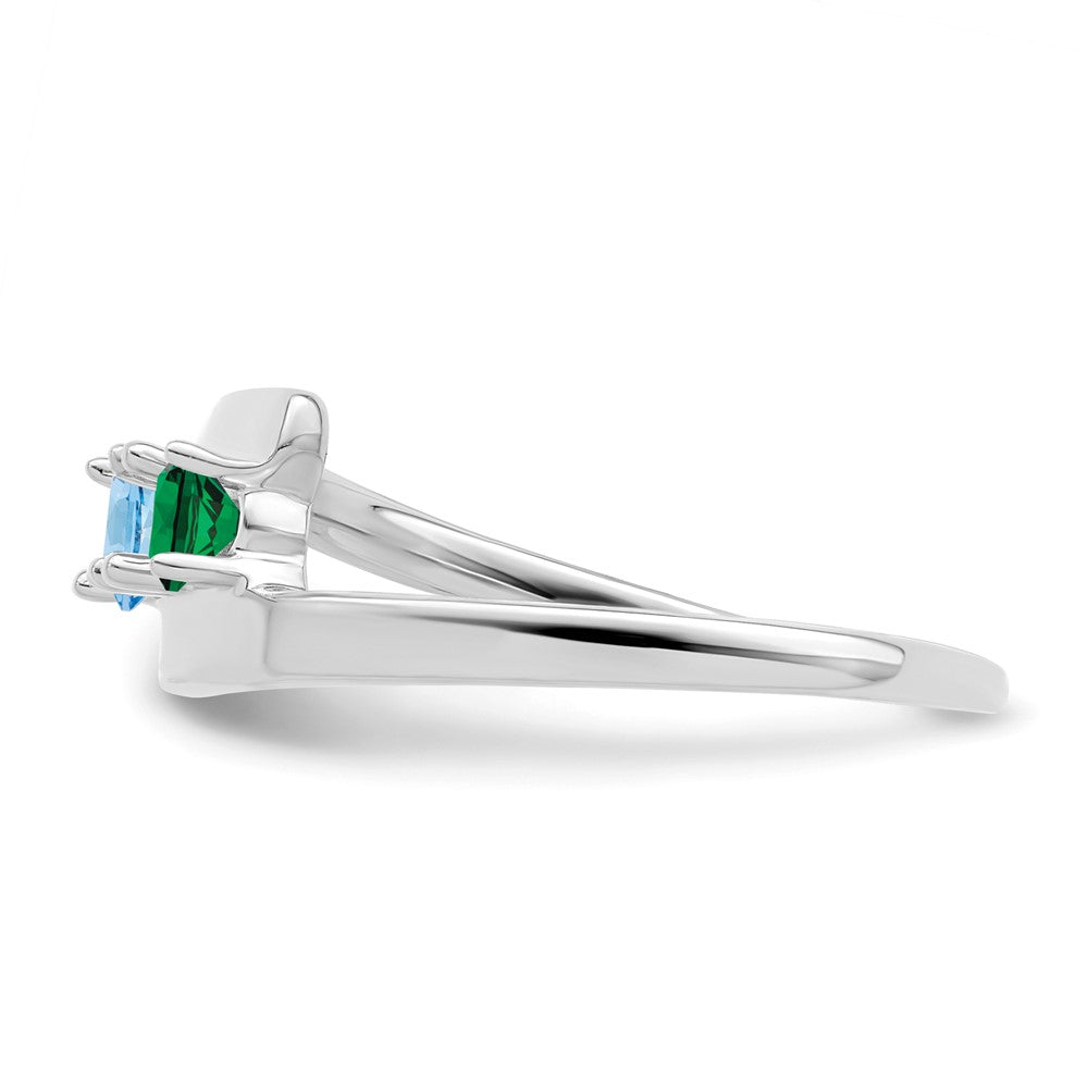 Sterling Silver Rhodium-plated Synthetic 2 Stone Mother's Ring