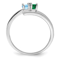 Sterling Silver Rhodium-plated Synthetic 2 Stone Mother's Ring