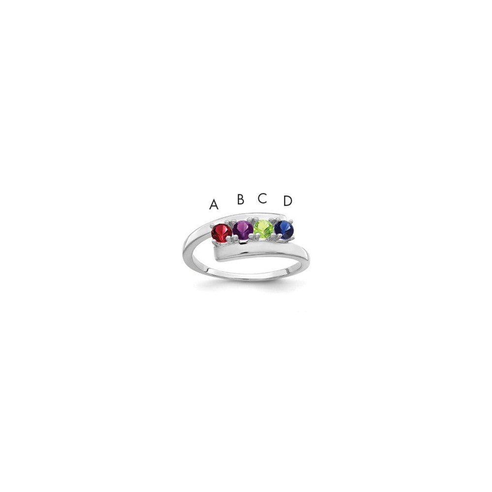 Sterling Silver Rhodium-plated Synthetic 4 Stone Mother's Ring