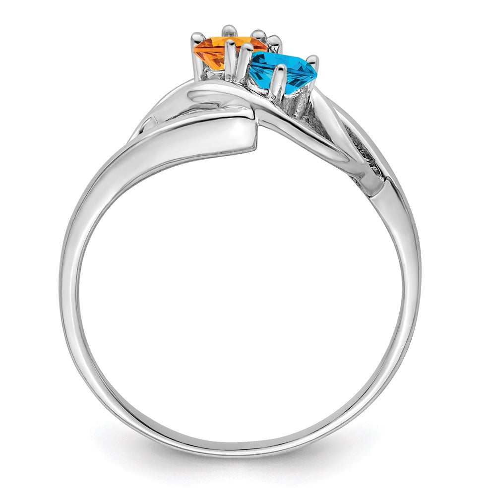Sterling Silver Rhodium-plated Synthetic 2 Stone Mother's Ring