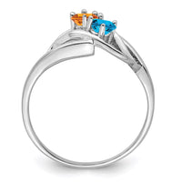 Sterling Silver Rhodium-plated Synthetic 2 Stone Mother's Ring