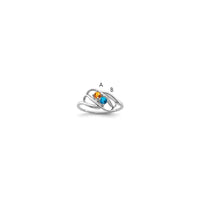 Sterling Silver Rhodium-plated Synthetic 2 Stone Mother's Ring
