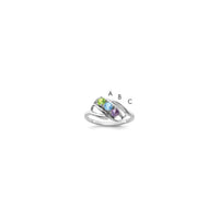 Sterling Silver Rhodium-plated Synthetic 3 Stone Mother's Ring
