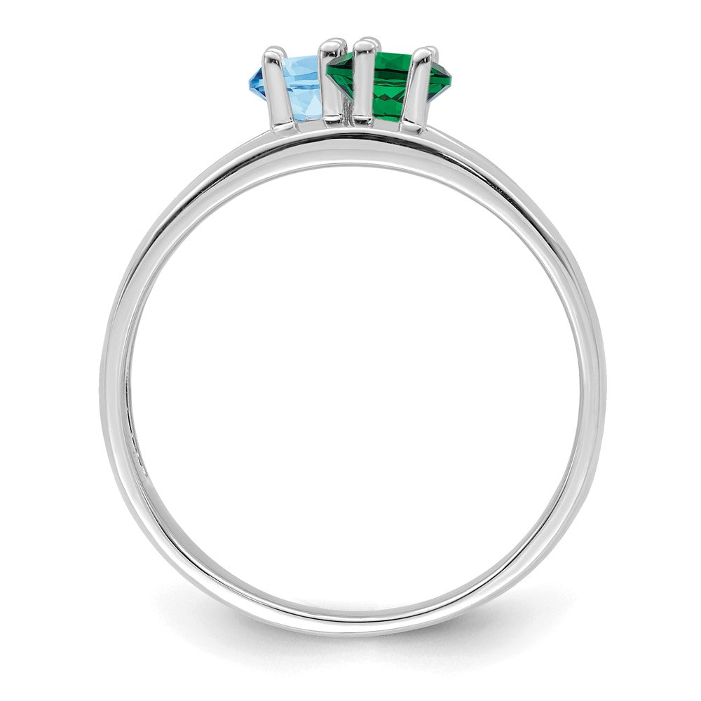 Sterling Silver Rhodium-plated Synthetic 2 Stone Mother's Ring