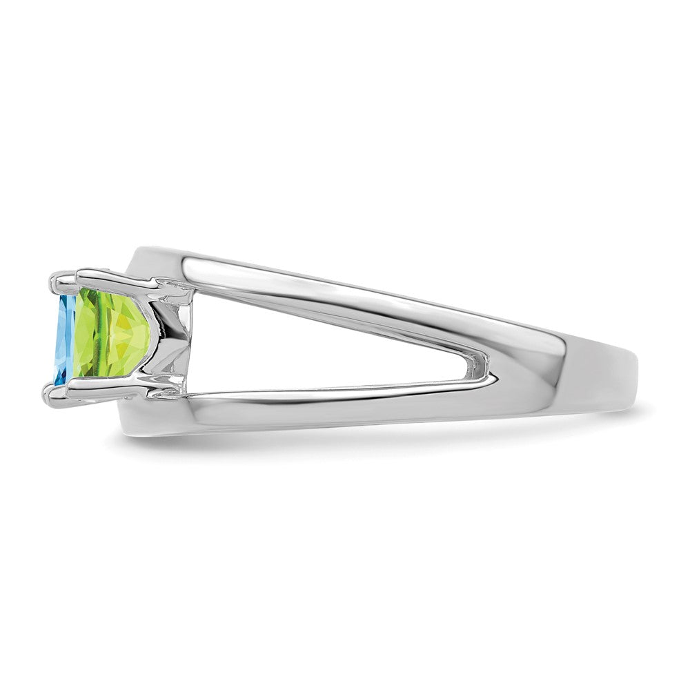 Sterling Silver Rhodium-plated Synthetic 3 Stone Mother's Ring