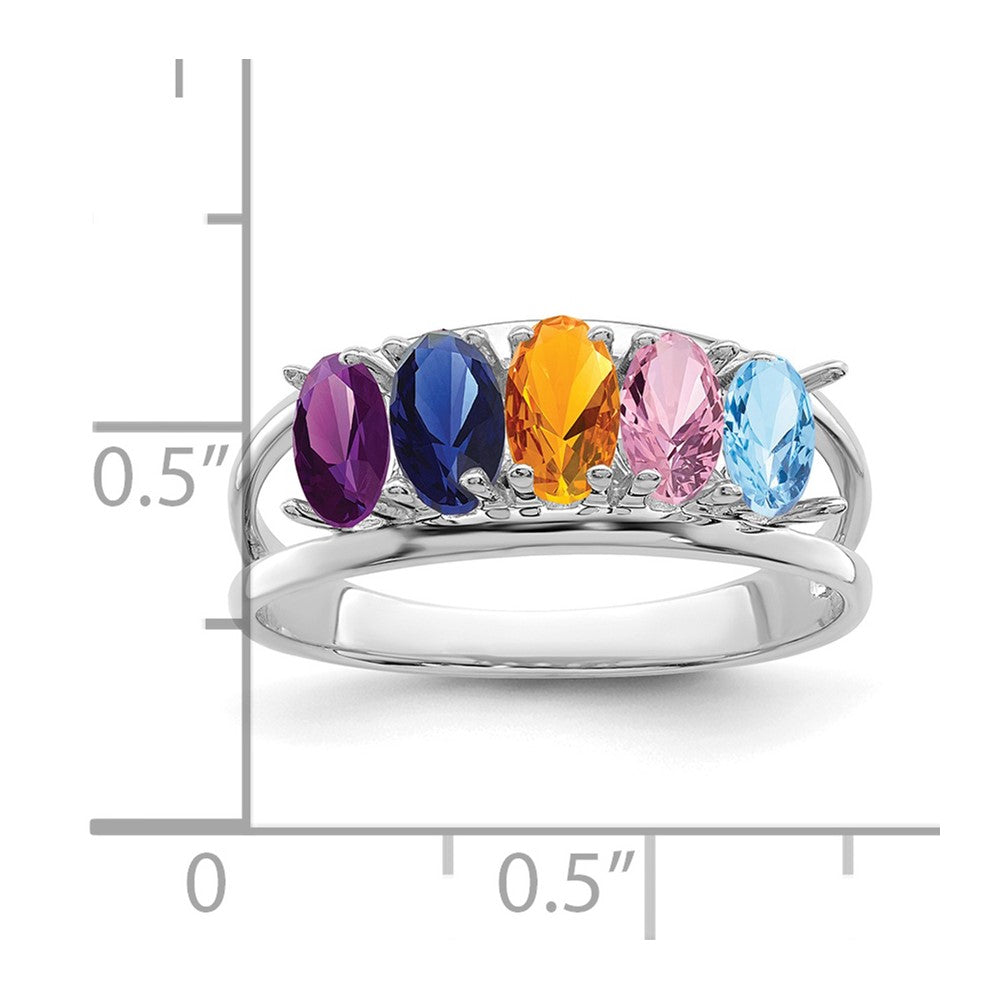 Sterling Silver Rhodium-plated family jewelry ring