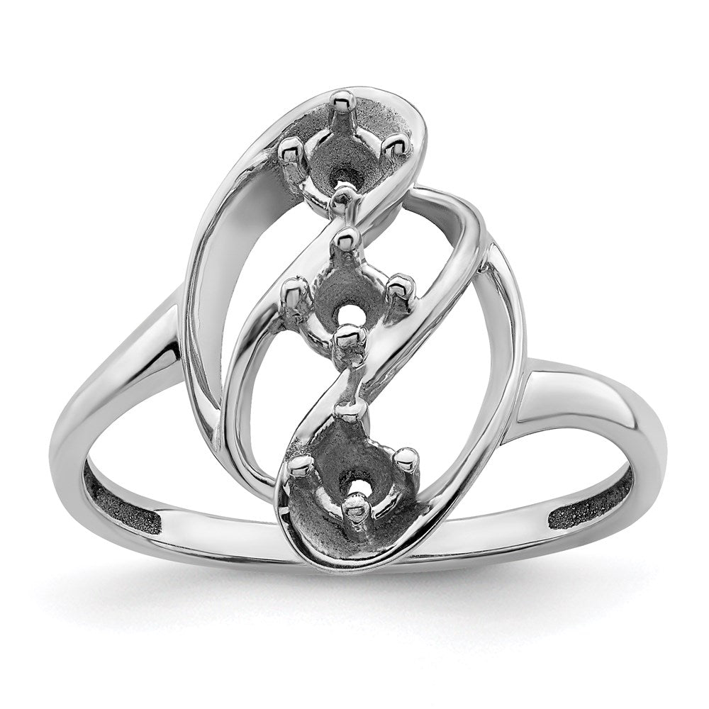 Sterling Silver Rhodium-plated Synthetic 3 Stone Mother's Ring