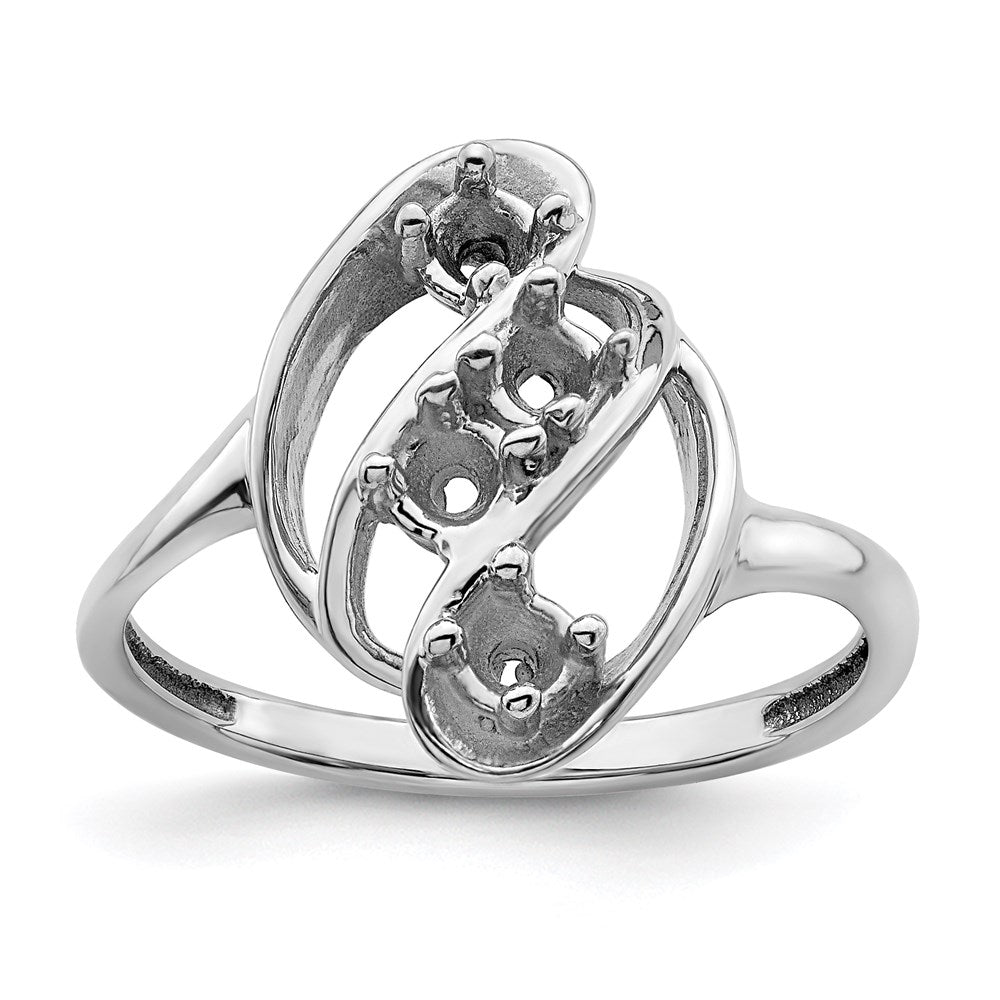 Sterling Silver Rhodium-plated Synthetic 4 Stone Mother's Ring
