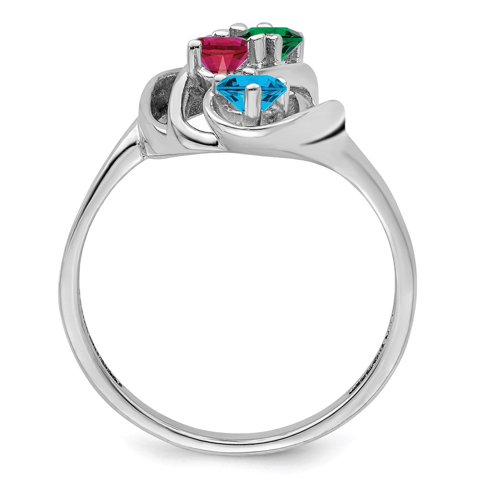 Sterling Silver Rhodium-plated Synthetic 4 Stone Mother's Ring