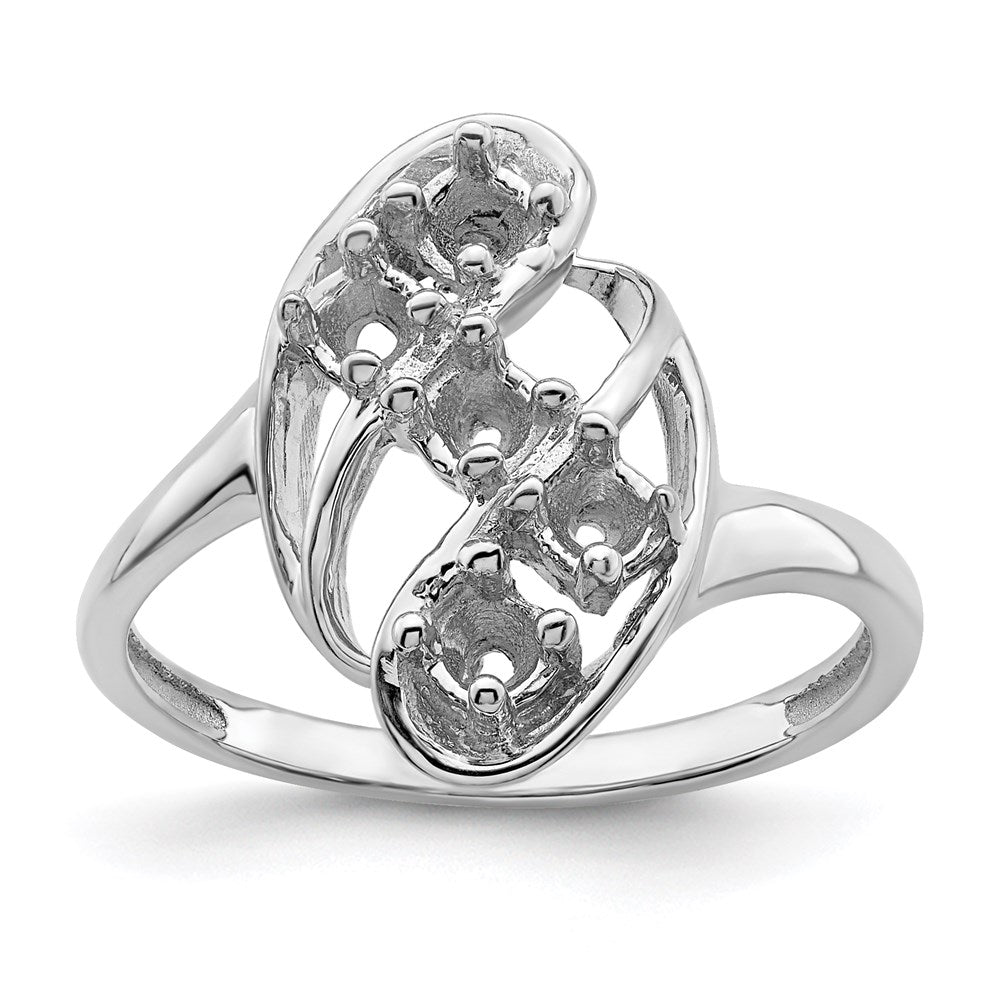 Sterling Silver Rhodium-plated Synthetic 5 Stone Mother's Ring